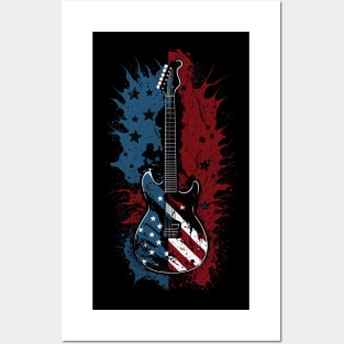 Patriotic USA 4th of July Guitarist Concert Festival Guitar Posters and Art